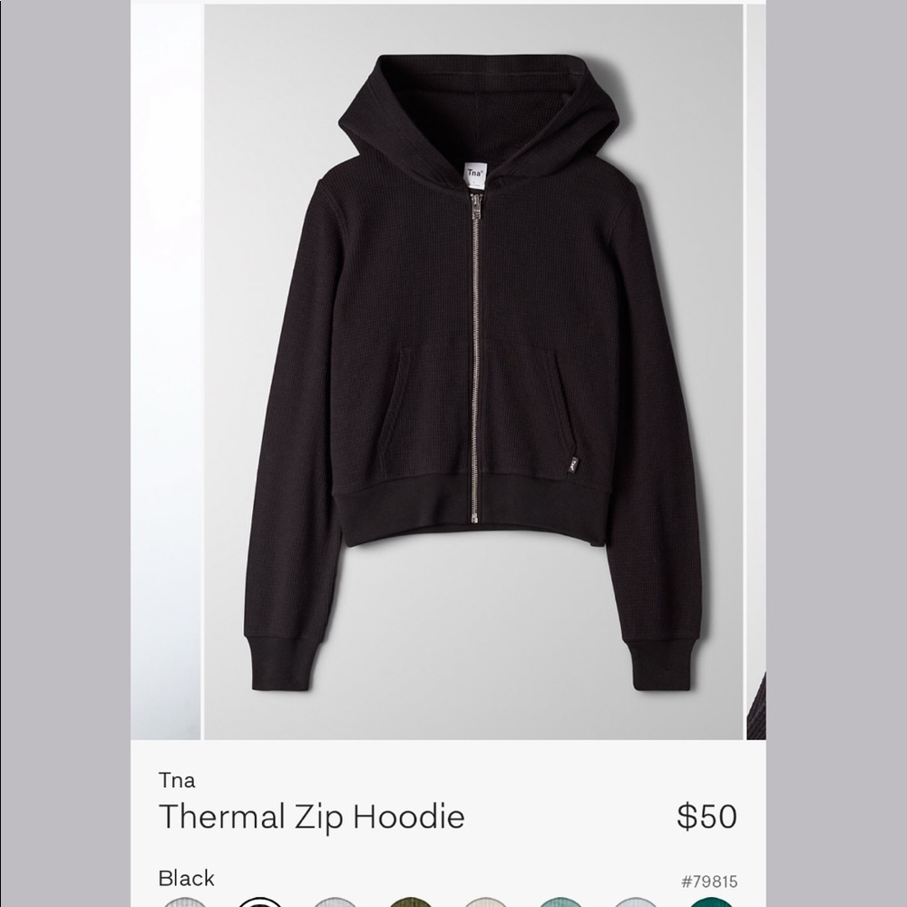TNA THERMAL ZIP HOODIE, Size S, Black